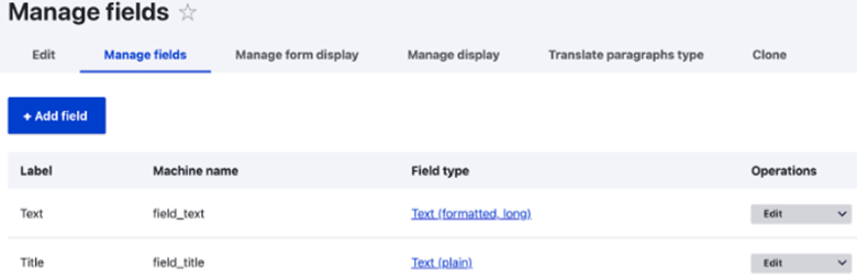 Drupall manage fields
