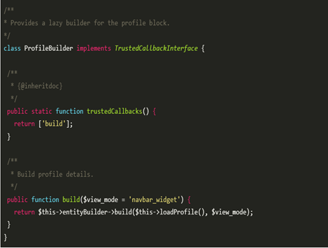 Implementation of trusted callback interface