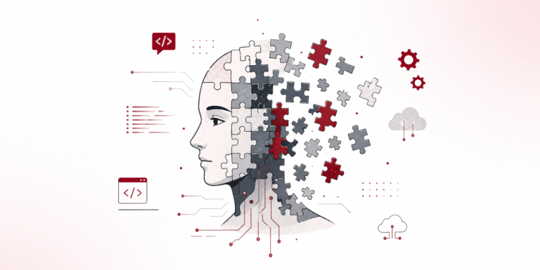 Illustration of an AI face made of puzzle pieces, representing fragmented enterprise AI deployments