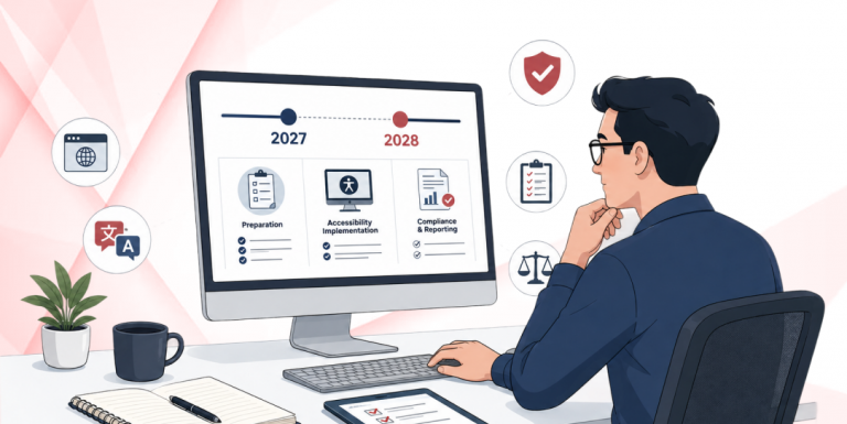 Developer reviewing ADA Title II compliance timeline showing 2027 and 2028 WCAG 2.1 AA deadlines | LN Webworks
